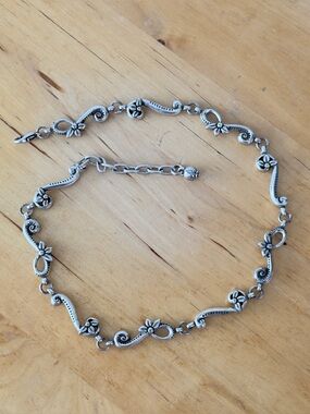 Vintage Brighton “Star Gazer” Scroll & Flower Link Silvertone Necklace